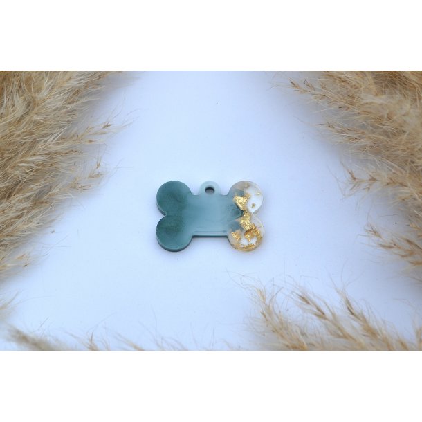 Hundeteg, lille kdben, grn shimmer med hvid og bladguld