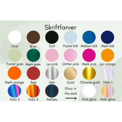 Hundetegn, stor rund, lyserd shimmer med glitter og blomst